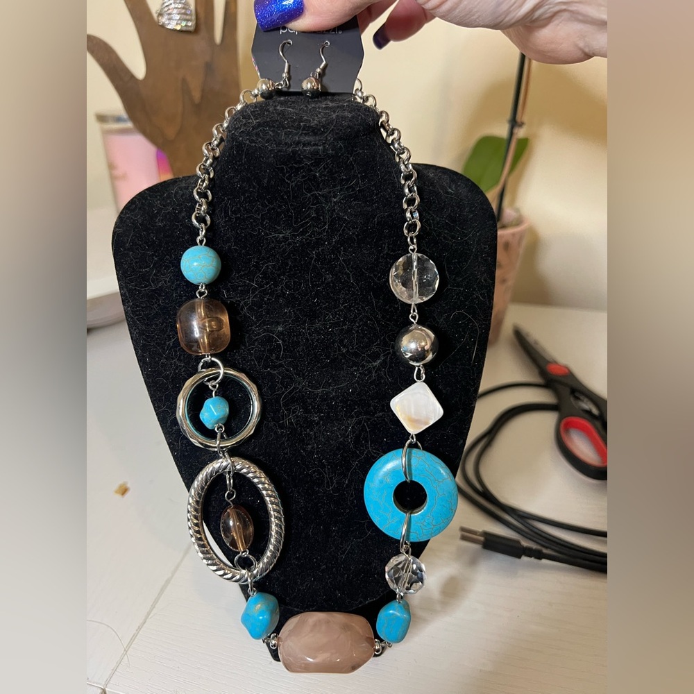 Paparazzi Turquoise & Brown Beaded Necklace - Women Jewelry